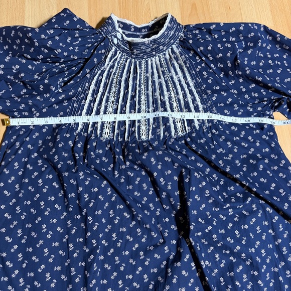 Doen Beatrice Navy and White Floral Mini Dress Cotton Poplin - Picture 13 of 14